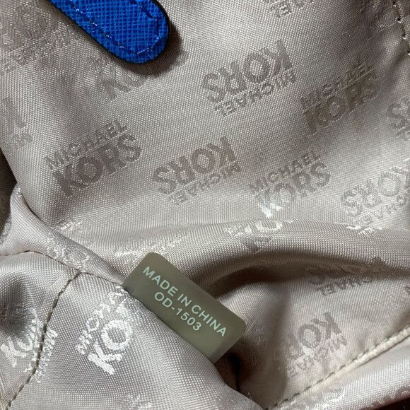 MICHAEL KORS Large Blue Boston Bowlers Satchel Shoulder Bag w/ Bag Charm EUC - Picture 13 of 14